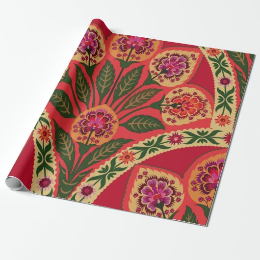Ornamental Oriental style seamless flor Cadeaupapier (Uitgerold)