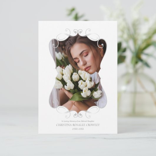 Ornamental Remember Loved One Passed Away Funeral Kaart (Staand voorkant)