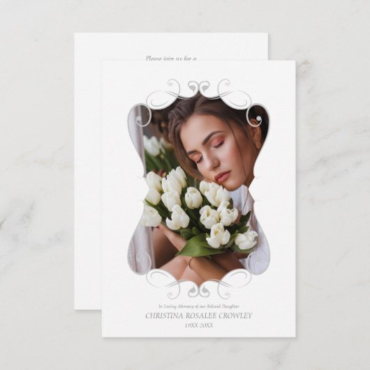 Ornamental Remember Loved One Passed Away Funeral Kaart (Voorkant / Achterkant)