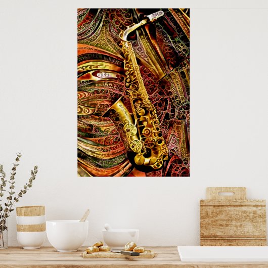 Ornamental Saxophon Poster (Keuken)