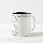 Ornamental Script Letter S Mug Tweekleurige Koffiemok (Voorkant rechts)