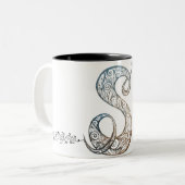 Ornamental Script Letter S Mug Tweekleurige Koffiemok (Voorkant links)