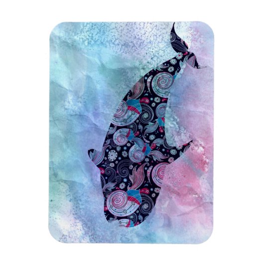 Ornamental Silhouette Whale Magneet (Verticaal)