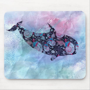 Ornamental Silhouette Whale Muismat