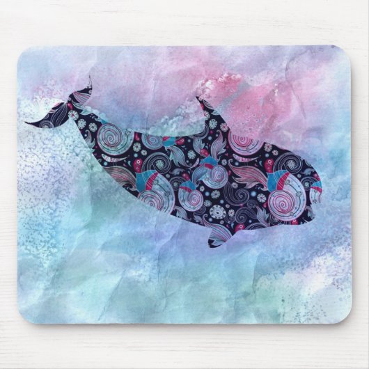 Ornamental Silhouette Whale Muismat (Voorkant)