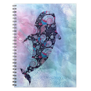 Ornamental Silhouette Whale Notitieboek