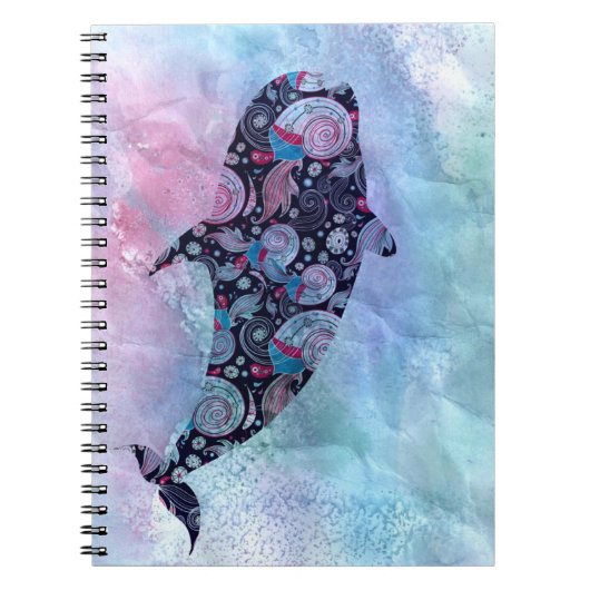 Ornamental Silhouette Whale Notitieboek (Voorkant)