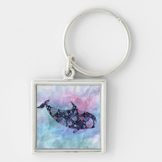 Ornamental Silhouette Whale Sleutelhanger (Voorkant)