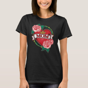 Ornamental Tattoo Style Heart Mam T-shirt