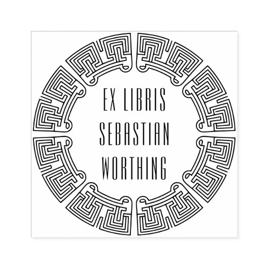 Ornamental Techno Circle Ex Libris Stamp Rubberstempel (Afrduk)