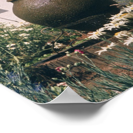 Ornamental urn in bloemtuin, Lissabon Portugal Poster (Hoek)