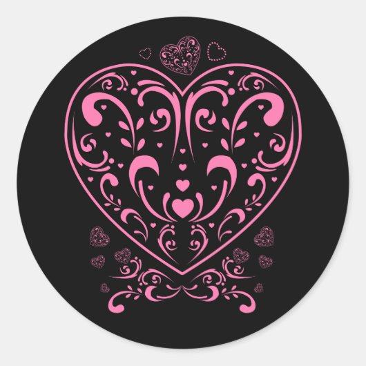 Ornamental Valentine's Day  Ronde Sticker (Voorkant)