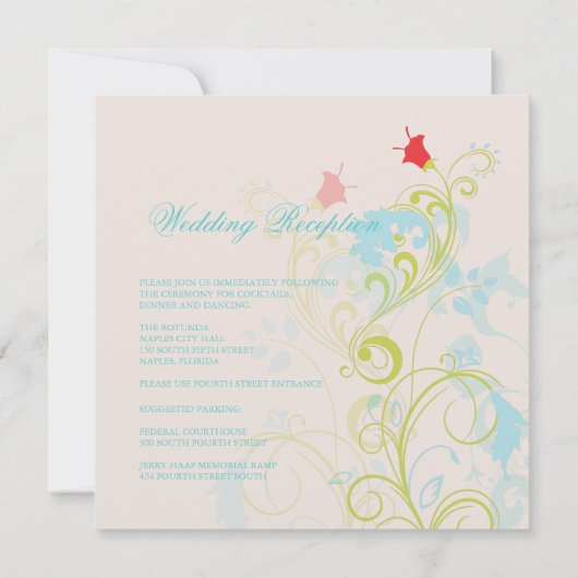 Ornamental vine/Aqua Blue/chocolade Kaart (Achterkant)