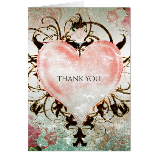 Ornamentale Elegante Bloemige Vintage Hart Perzik (Voorkant)