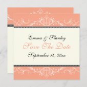 Ornamentale koraal witte Save the Date aankondigin (Voorkant / Achterkant)