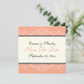 Ornamentale koraal witte Save the Date aankondigin (Staand voorkant)