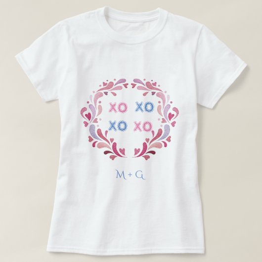 Ornamentale krans harten XO XO Valentijnsdag T-shirt (Design voorkant)