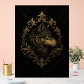 Ornamentaler Goldener Wolf Acryl Bord (Huwelijk)