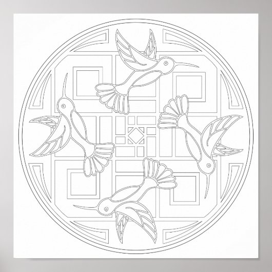 OrnaMENTALs #0021 Hummingbird Kleur Uw Eigen Poster (Voorkant)