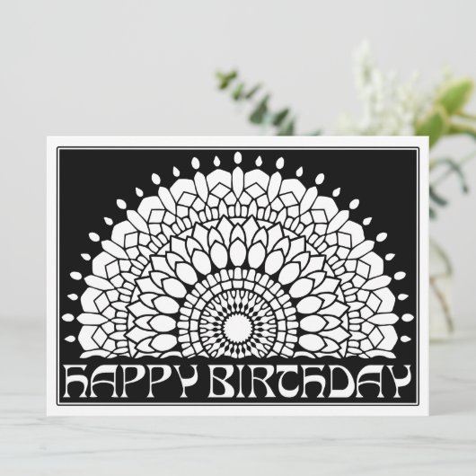 OrnaMENTALs Happy Birthday Mandala Kleur Uw Eigen Kaart (Staand voorkant)
