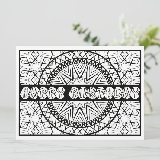 OrnaMENTALs Happy Birthday Sundial Kleur Uw Eigen Kaart (Staand voorkant)