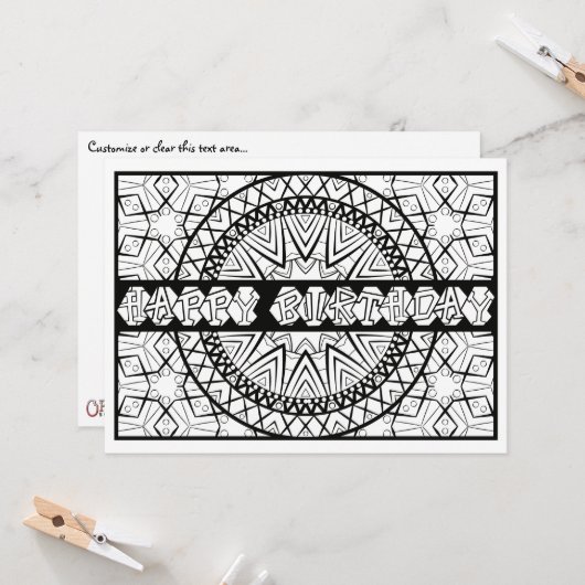 OrnaMENTALs Happy Birthday Sundial Kleur Uw Eigen Kaart (Voorkant / Achterkant in situ)