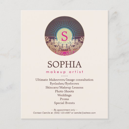 Ornamente Monogram Make-up Kunstenaar en Haarstyli Flyer (Voorkant)