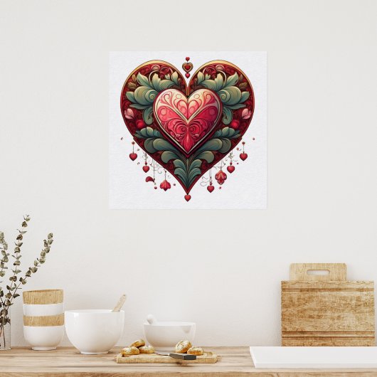 Ornamenteel Hart Poster (Keuken)