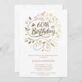 Ornamentele gouden kalligrafie 60ste verjaardagsfe kaart (Voorkant / Achterkant)