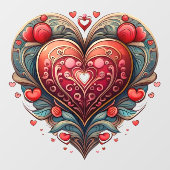 Ornamentele hartvensterbinding raamsticker (Vel)