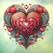 Ornamentele hartvensterbinding raamsticker (Vel 3)