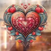 Ornamentele hartvensterbinding raamsticker (Vel 2)