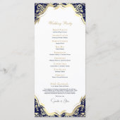 Ornamentele Marine Blauw en Goud Charmant Programm Programmakaart (Achterkant)