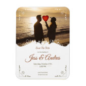 ORNAMENTELE WEDINGINVITATIE MET AFBEELDINGEN MAGNEET (Verticaal)