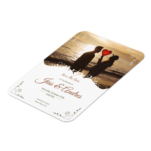 ORNAMENTELE WEDINGINVITATIE MET AFBEELDINGEN MAGNEET (Linkerzijde)