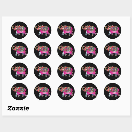ornamentelefantstickers ronde sticker (Vel)