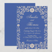 Ornamenten Blauwe bruiloft Kaart (Voorkant / Achterkant)