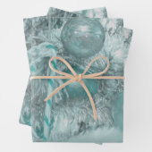 Ornamenten Blauwgroen kerstfeestbomen Inpakpapier Vel (In situ)