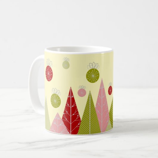 Ornamenten en Bomen Kerst Koffiemok (Voorkant links)