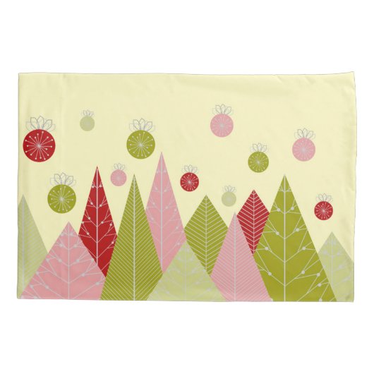 Ornamenten en Bomen Kerst Kussensloop (Achterkant)