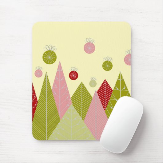 Ornamenten en Bomen Kerst Muismat (Met muis)