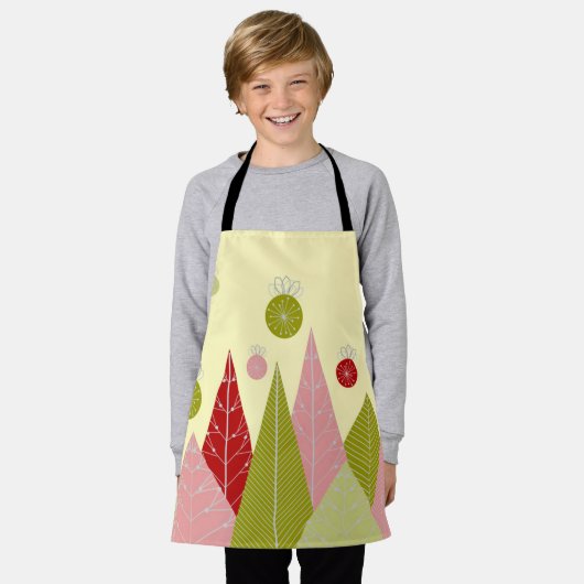 Ornamenten en Bomen Kerst Schort (Gedragen)