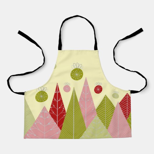 Ornamenten en Bomen Kerst Schort (Voorkant)