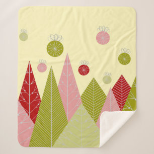 Ornamenten en Bomen Kerst Sherpa Deken