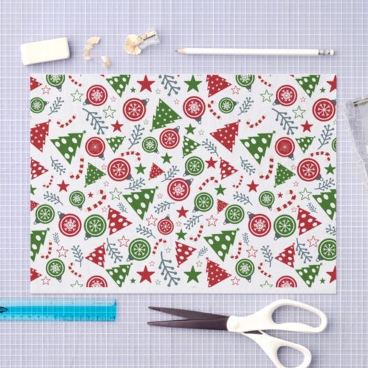 Ornamenten en bomen tissuepapier (Craft)