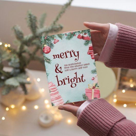 Ornamenten en Cadeaus vrolijk en helder Feestdagenkaart