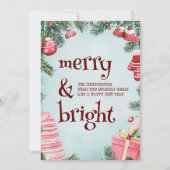 Ornamenten en Cadeaus vrolijk en helder Feestdagenkaart (Voorkant)