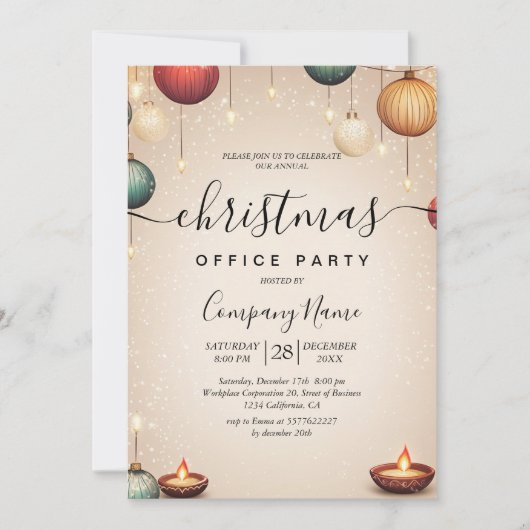 Ornamenten en kaarsen beige kerstfeest Kantoor Kaart (Voorkant)