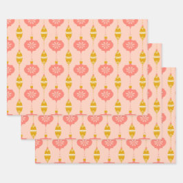 Ornamenten en kralen Roze geschenkverpakking 3 pac Inpakpapier Vel