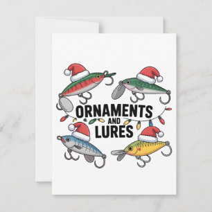 Ornamenten en Lokaas Grappige Kerstman Vissen  Bedankkaart